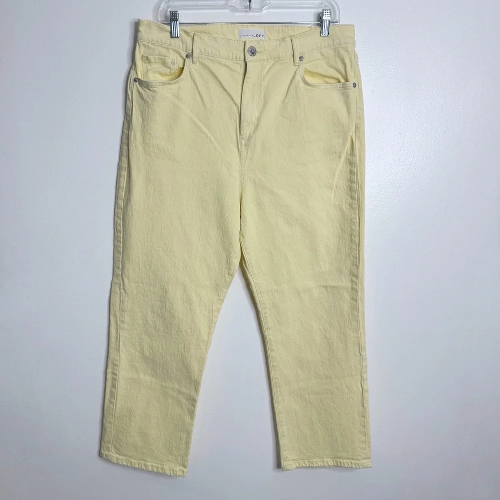 Loft High‎ Waist Straight Crop Jeans Yellow Size 12/31 Minimalist Casual Spring